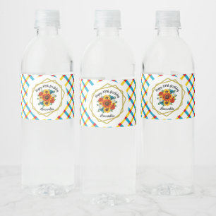 Summer Picnic Party Geometric Floral Wasserflaschenetikett