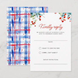 Summer Picnic Red White Blue Family Wiedersehen RSVP Karte
