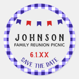 Summer Picnic   Red White Blue   WIEDERSEHEN GRILL Runder Aufkleber