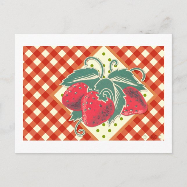 Summer Picnic Red White Checkered Tableclout Postkarte (Vorderseite)