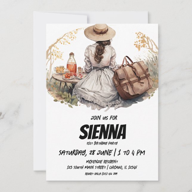 Summer Picnic viktorianisch Style Einladung (Vorderseite)