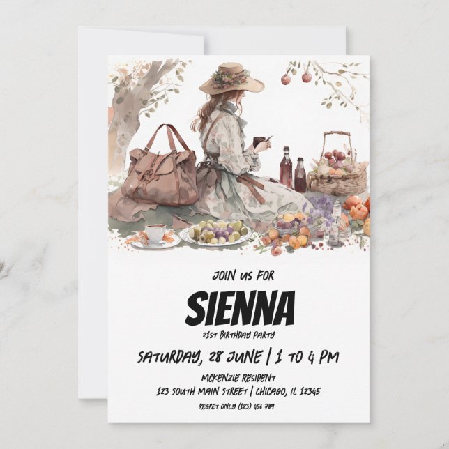 Summer Picnic viktorianisch Style Einladung (Vorderseite)