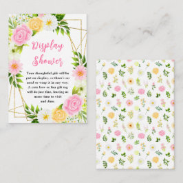 Summer Pink and Yellow Floral Baby Display Dusche Begleitkarte