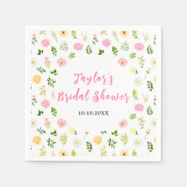 Summer Pink and Yellow Floral Bridal Shower Serviette
