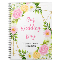 Summer Pink and Yellow Floral Wedding Planner Notizblock