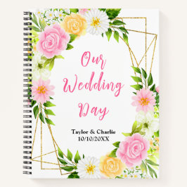 Summer Pink and Yellow Floral Wedding Planner Notizbuch