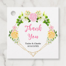 Summer Pink and Yellow Floral Wedding Vielen Dank Geschenkanhänger