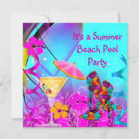 Summer Pink Aquamarin Beach Cocktail Party