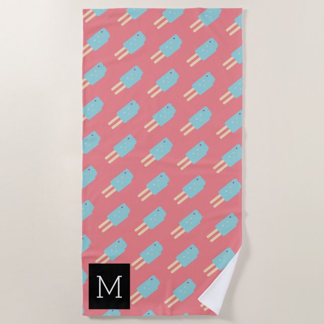 Summer Pink Blue Ice Creme Pop Strandtuch (Vorderseite)