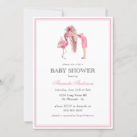 Summer Pink Flamingo Modern Girl Baby Dusche