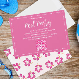Summer Pink Floral Party Custom Einladung