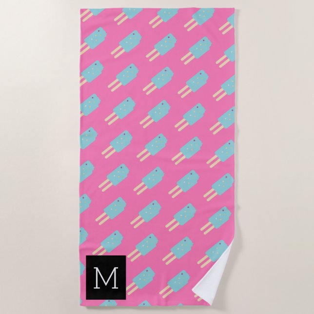 Summer Pink Ice-Creme-Pop Strandtuch (Vorderseite)