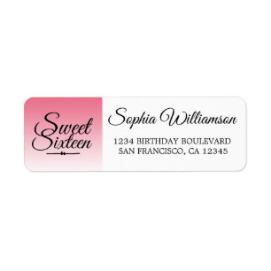 Summer Pink Ombre Sweet 16 Geburtstag Rücksendeadr