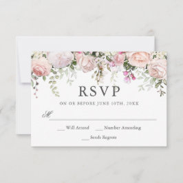 Summer Pink Roses Floral Wedding RSVP
