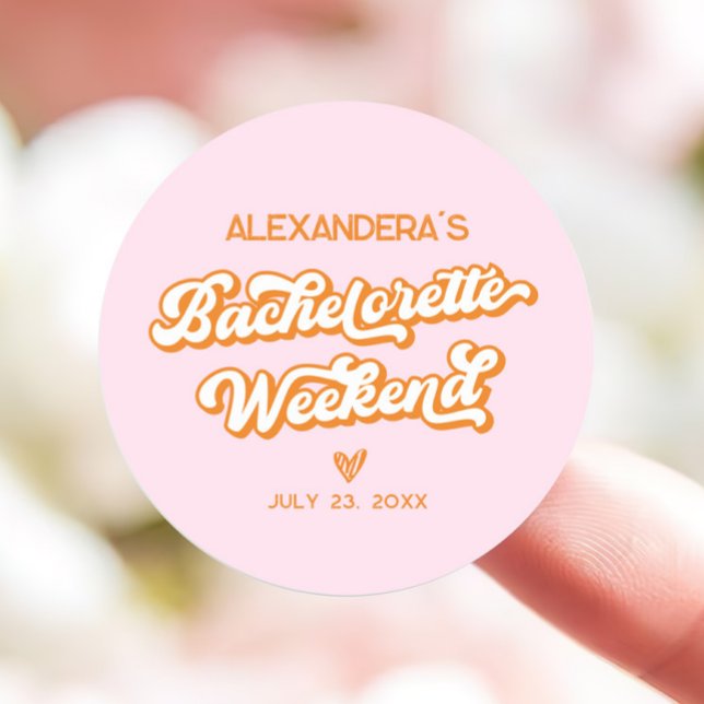 Summer Pink und Orange Junggeselinnen-Abschied Gef Runder Aufkleber (Von Creator hochgeladen)