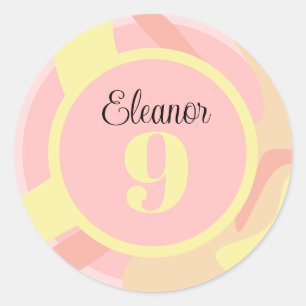 Summer Pink Yellow Creme Moderne Personalisiert Runder Aufkleber