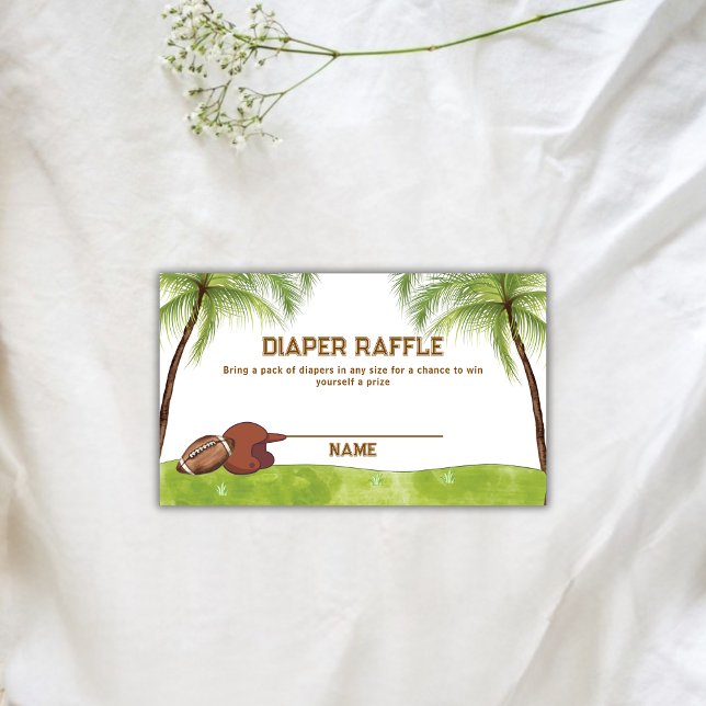 Summer Plam Football Diaper Raffle Baby Shower  Begleitkarte (Summer Plam Football Diaper Raffle Baby Shower Enclosure Card)