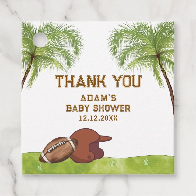 Summer Plam Tree Football Sport Boy Baby Shower  Geschenkanhänger (Vorderseite)