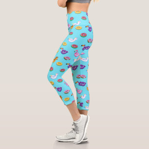 Summer Pool Float Muster Capri Leggings