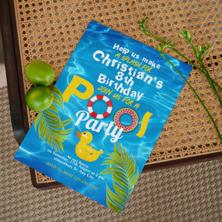 Summer Pool Kindergeburtstag Party Einladung