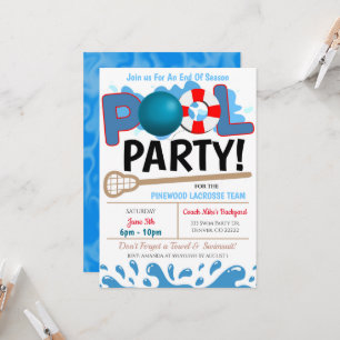 Summer Pool Lacrosse Party Einladung