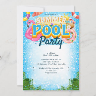 Summer Pool Party 30. Geburtstag Einladung