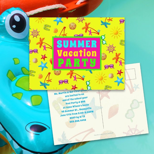 Summer Pool Party Class Ende Schule Postkarte (Von Creator hochgeladen)