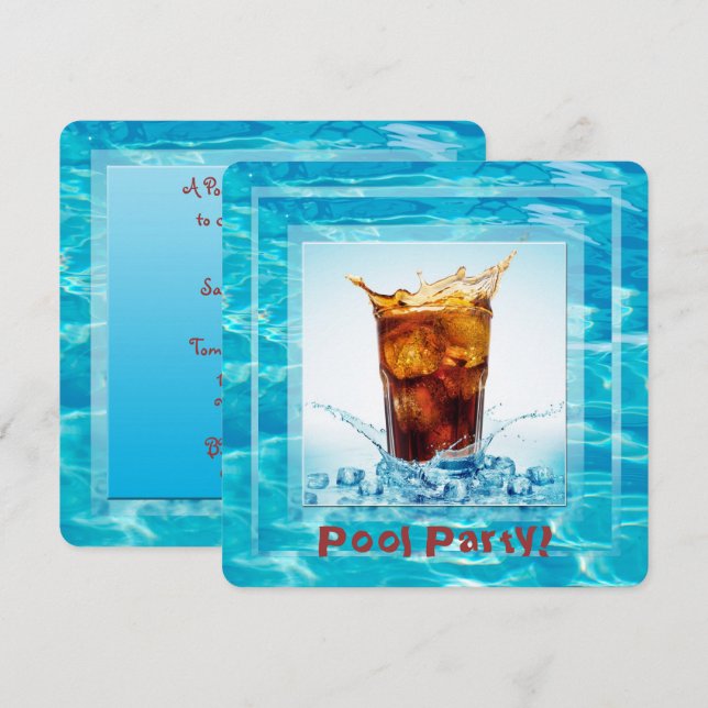 Summer Pool Party Einladung (Vorne/Hinten)