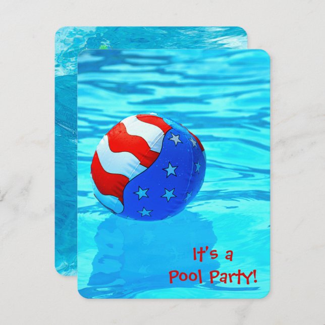 Summer Pool Party Einladung (Vorne/Hinten)