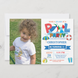 Summer Pool Party Einladung Splish Splash Boy