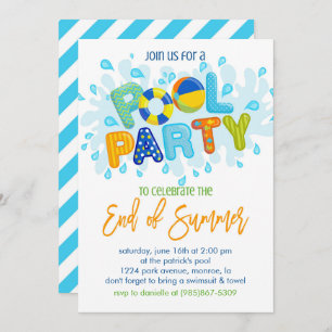 Summer Pool Party, Ende des Schuljahres Party Einladung