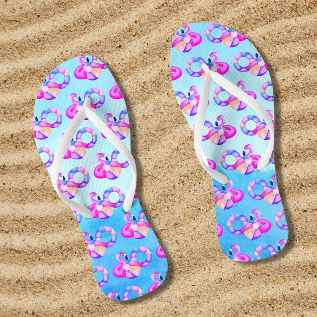 Summer Pool Party Flamingo Flip Flops (Von Creator hochgeladen)