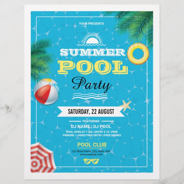 Summer Pool Party Flyer (Vorne)