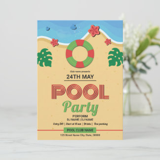 Summer Pool Party Flyer Template Einladung