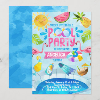 Summer Pool Party Geburtstag Einladung
