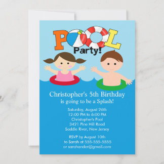 Summer POOL Party Geburtstag Einladung Boy Girl