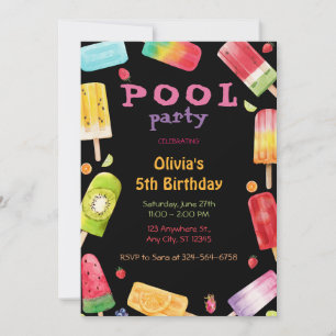 Summer Pool Party Geburtstag für Kinder Einladung
