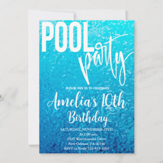 Summer Pool Party Geburtstag, Party Einladung
