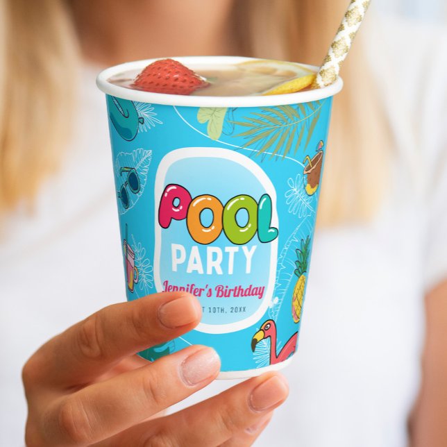 Summer Pool Party Geburtstag schwimmen Pappbecher (Von Creator hochgeladen)