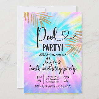 Summer Pool Party Gefärbte Krawatte Geburtstag Ein Einladung