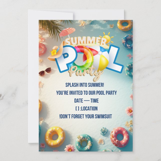  Summer Pool Party Invitation Einladung (Vorderseite)