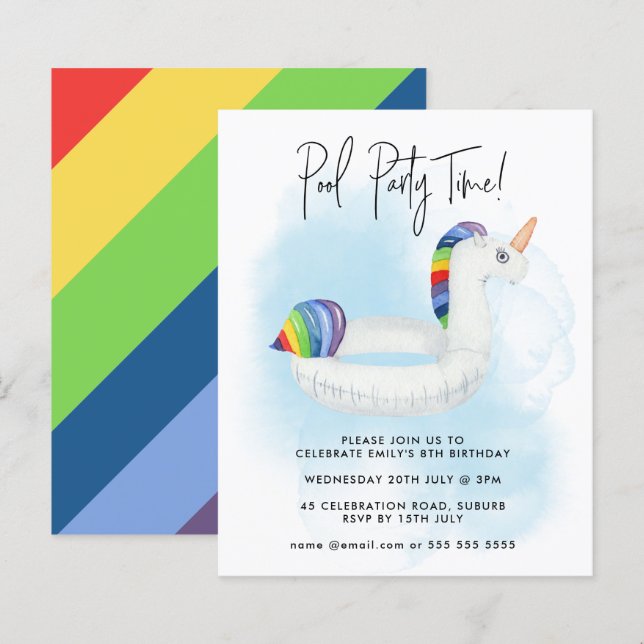 Summer Pool Party Regenbogen Eintonung jedes Alter (Vorne/Hinten)