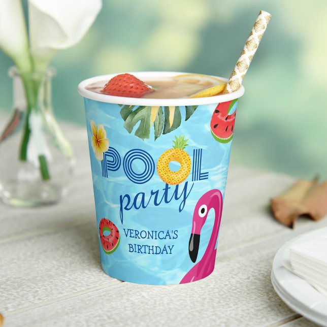 Summer Pool Party Schwimmen Wasser Geburtstag Pappbecher (Von Creator hochgeladen)