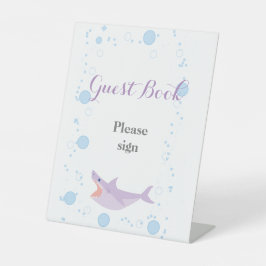 Summer Pool Party Shark Float Gästebuch Sockelschild