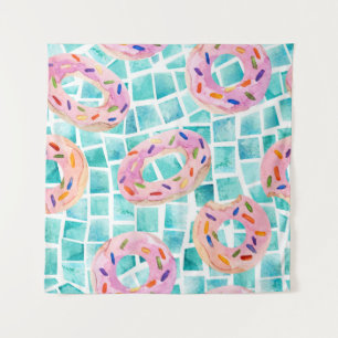 Summer Pool schwimmt Wasserfarbe Mosaik Wandteppich