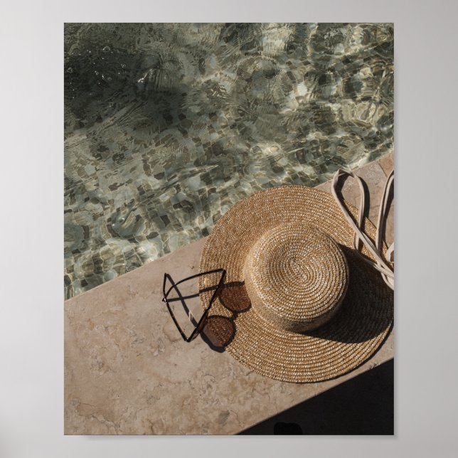 Summer Poolside Aesthetic Straw Hat  Poster (Vorne)