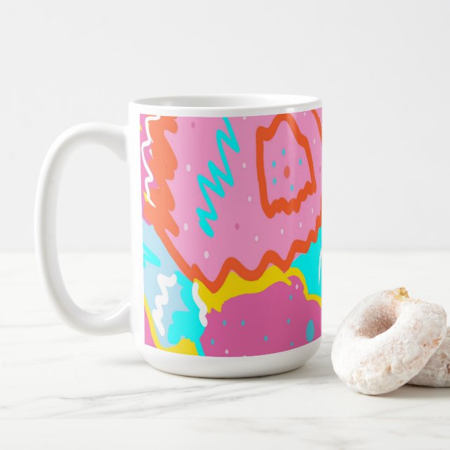 Summer Poolside Vibes Abstrakte Kunst Kaffeetasse (Mit Donut)
