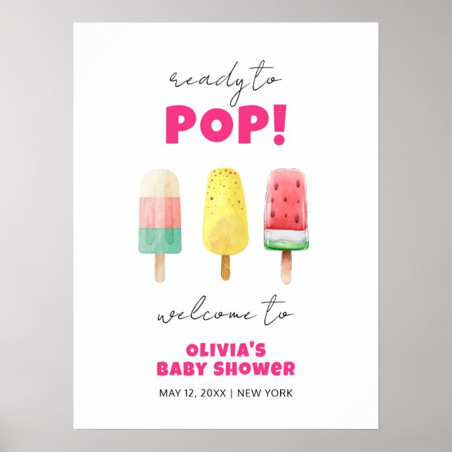Summer Popcice Ice Cream Baby Dusche Willkommen Poster (Vorne)