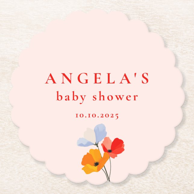 Summer Poppy Baby Dusche Untersetzer (Vorderseite)