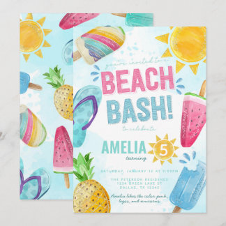 Summer Popsicle Beach Bash Geburtstagsparty Einladung
